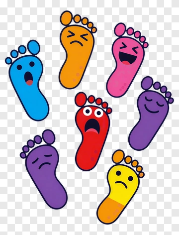 Colorful Footprints With Emotions PNG