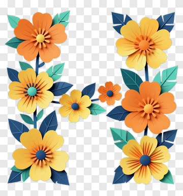 Colorful Paper Flowers Arrangement PNG
