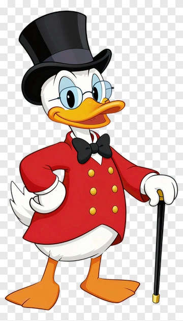 Cartoon Duck In A Red Suit With A Top Hat PNG