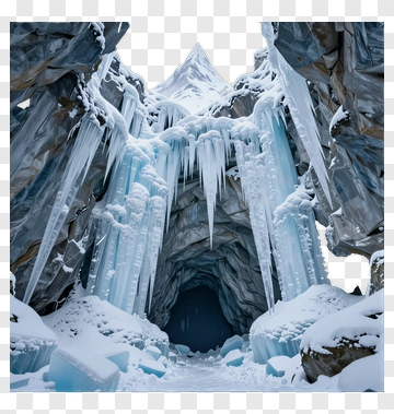 Ice Cave With Icicles And Snow PNG