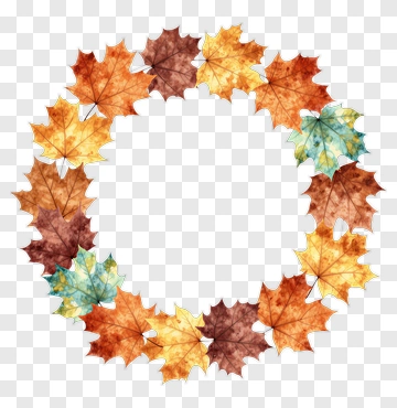 Colorful Autumn Leaf Wreath PNG