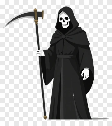Cartoon Grim Reaper Holding A Scythe PNG
