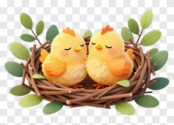 Cute Chicks In A Nest PNG