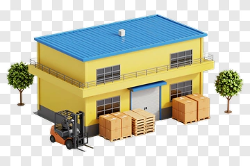Warehouse With Forklift And Pallet Boxes PNG