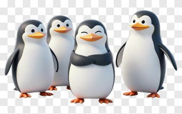 Cartoon Penguins Group PNG