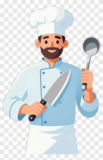 Chef Holding A Knife And Ladle PNG