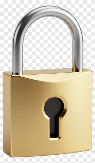 Gold Padlock With Silver Shackle PNG