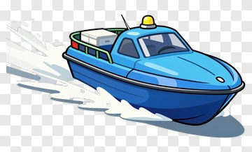 Cartoon Blue Speedboat PNG