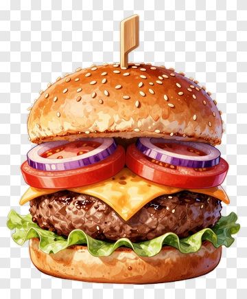 Delicious Cheeseburger With Fresh Vegetables PNG