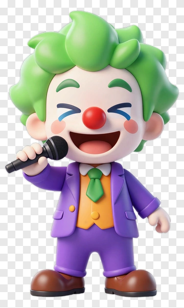 Cartoon Clown Singing With A Microphone PNG