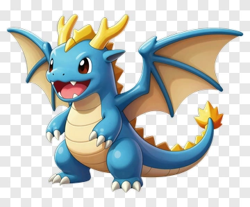 Dragon Character With Blue Scales And Wings PNG
