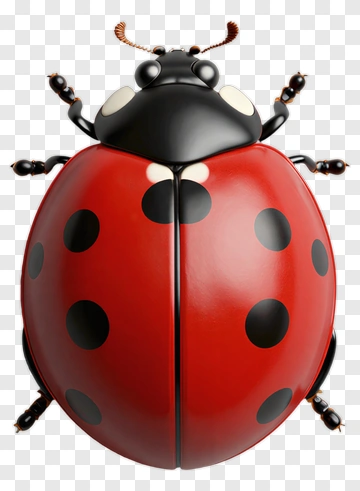 3D Ladybug With Black Spots PNG