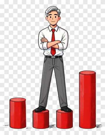 Businessman Standing On Bar Chart PNG