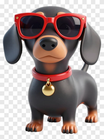 3D Dachshund Wearing Sunglasses PNG