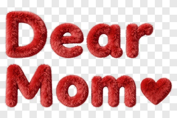 Dear Mom Text In Red Furry Style PNG