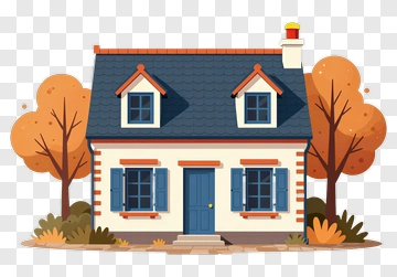 Colorful House Surrounded By Autumn Trees PNG