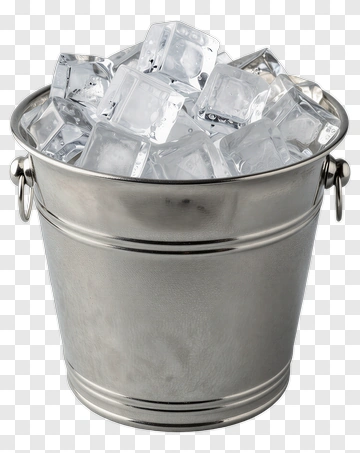 Metal Bucket Filled With Ice Cubes PNG