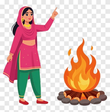 Woman Pointing At A Campfire PNG