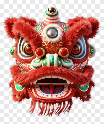 Colorful Lion Dance Mask PNG