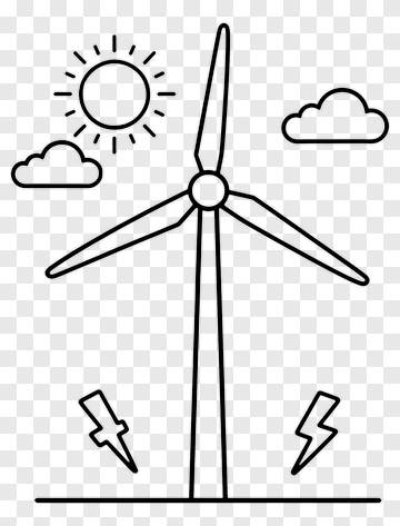 Wind Turbine With Sun And Clouds PNG