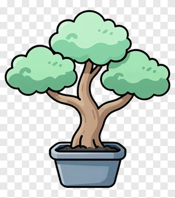 Cartoon Tree In A Pot PNG