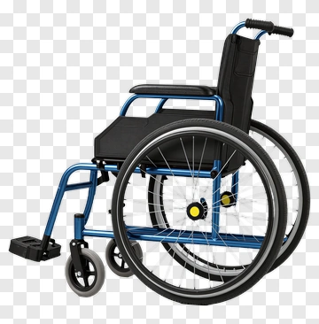 Wheelchair With Black Seat And Blue Frame PNG