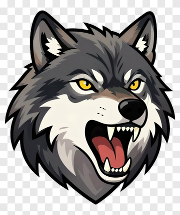 Angry Wolf Head Illustration PNG