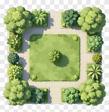 Lush Green Park With Various Trees PNG
