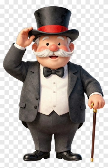 Cartoon Gentleman In A Top Hat And Tuxedo PNG