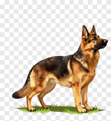 German Shepherd Dog Standing On Grass PNG