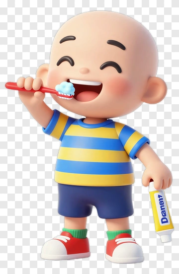 Cartoon Boy Brushing Teeth PNG