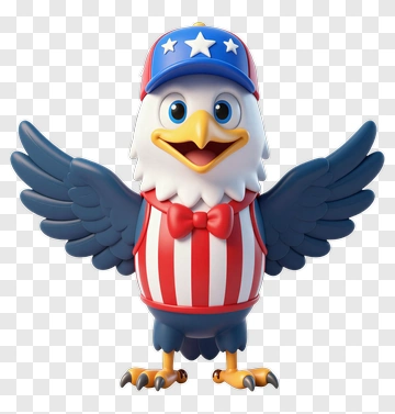 Cartoon Eagle Wearing Patriotic Outfit PNG