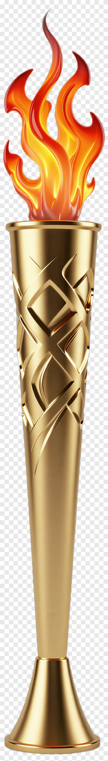 Golden Olympic Torch With Flames PNG