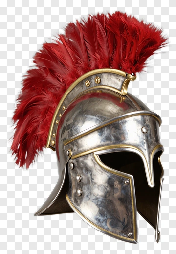 Roman Gladiator Helmet With Red Plume PNG