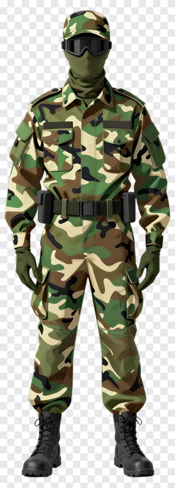 Soldier In Camouflage Uniform PNG