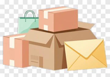 Collection Of Delivery Boxes And An Envelope PNG