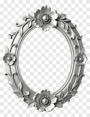 Decorative Silver Flower Frame PNG
