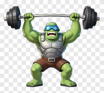 Cartoon Orc Lifting Weights PNG