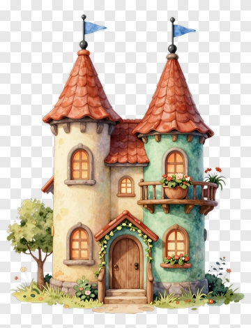 Colorful Fairy Tale Castle PNG