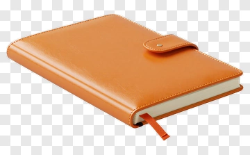 Brown Leather Notebook With Ribbon Bookmark PNG