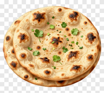 Freshly Baked Naan Bread With Herbs PNG