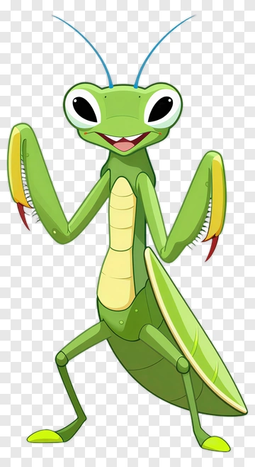Cartoon Praying Mantis Character PNG