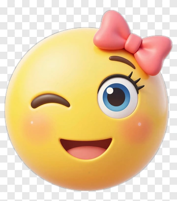 Winking Smiley Face Emoji With Bow PNG