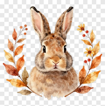 Rabbit Surrounded By Autumn Leaves PNG