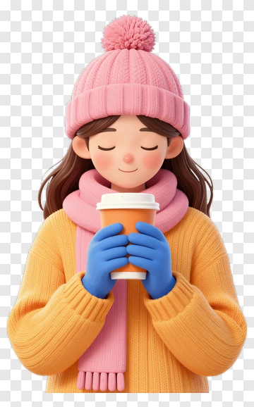 3D Girl Holding A Coffee Cup PNG
