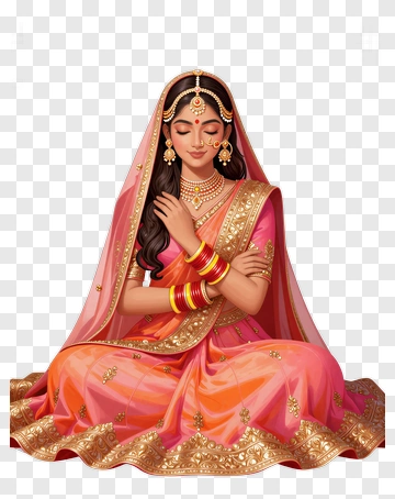 Traditional Indian Woman In Pink Attire PNG