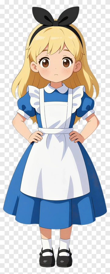 Alice In Blue Dress With Apron PNG