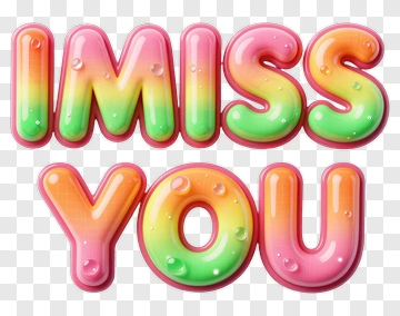 Colorful 3D Text Saying I Miss You PNG