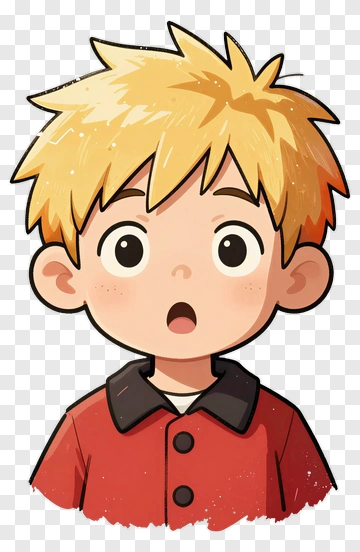 Cartoon Boy With Surprised Expression PNG