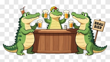 Cartoon Alligators At A Beer Bar PNG
